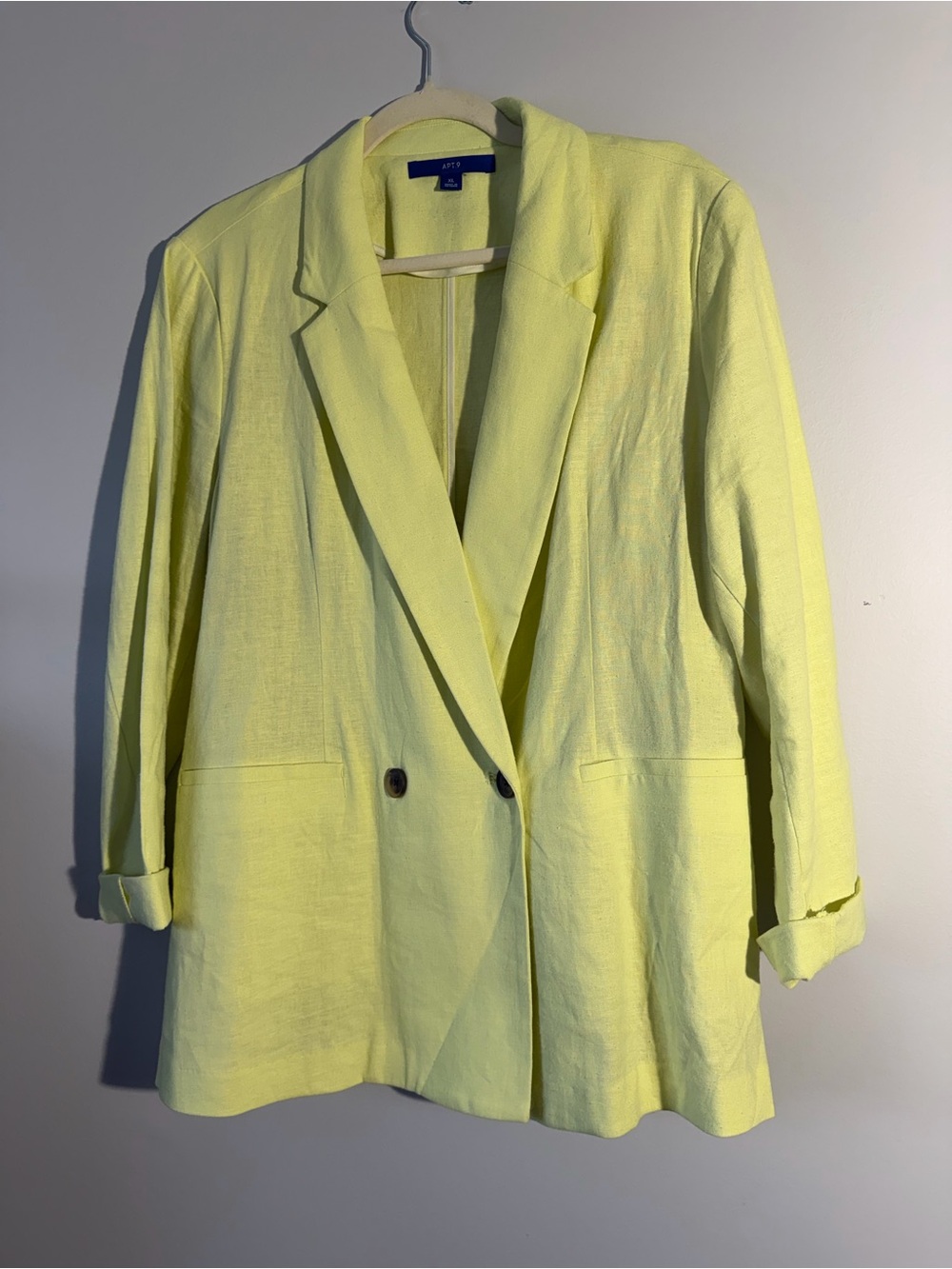 apt9 green/yellow blazer linen & rayon size XL